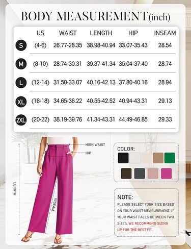 Sarin Mathews High Waisted Wide Leg Pants for Women Business Casual Dress Pant Palazzo Long Work Trousers with Pockets in Kuwait