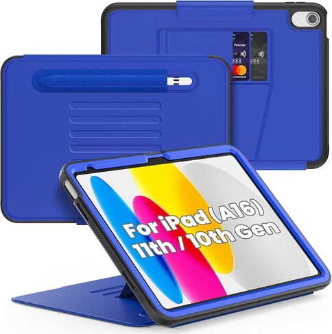 SEYMAC Case for iPad (A16) 11th/10th Generation (2025/2022) - Shockproof Protective, Multiple Angle Stand, Strong Magnetic, Auto Sleep with Pencil Holder/Card Slot, Black in Kuwait