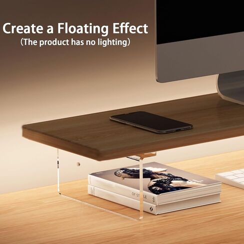 Anti-slip Monitor Stand Riser 2.16/3.34 Inch 2 Height Adjustments Clear Acrylic Stand with Clear Anti-slip Mat, Desk Accessories Screen/PC/Printer/Laptop/Mirror Riser 7.8 x 15.7 Inch (White) in Kuwait