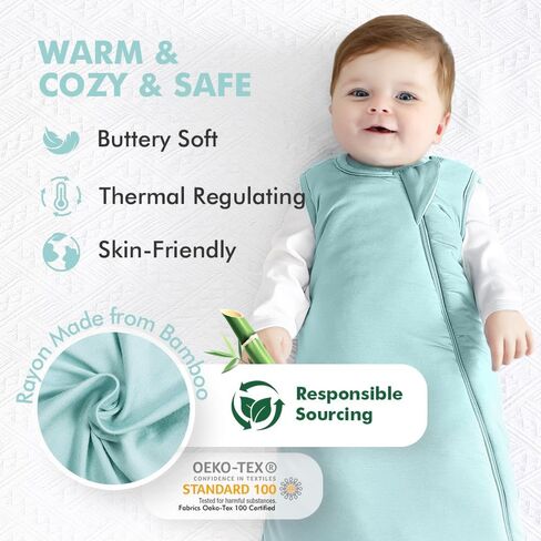 HAPIU Rayon Made from Bamboo Winter Baby Sleep Sack 2.5 TOG, 2-Way Zipper YKK, Warm Quilted Wearable Blanket in Saudi Arabia