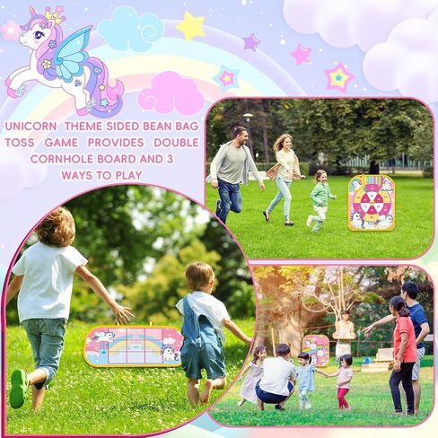Unicorn Ring Bean Bag Toss Game 5 in 1 Unicorn Party Game for Kids Unicorn Double-Sided Foldable Board Cornhole Ring Backyard Games Unicorn Party Birthday Gifts for Girls Carnival Games Party Supplies in Saudi Arabia