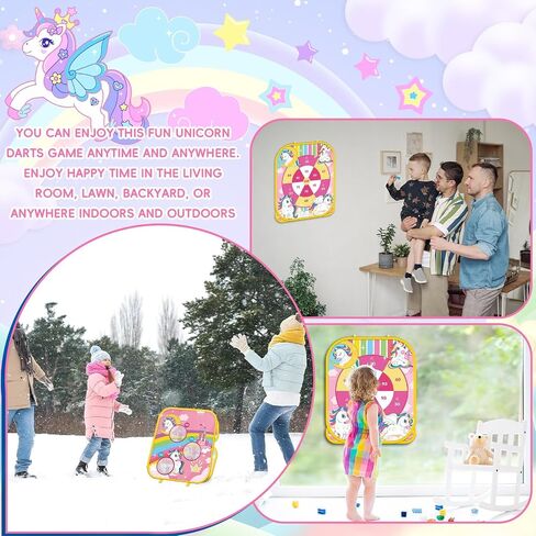 Unicorn Ring Bean Bag Toss Game 5 in 1 Unicorn Party Game for Kids Unicorn Double-Sided Foldable Board Cornhole Ring Backyard Games Unicorn Party Birthday Gifts for Girls Carnival Games Party Supplies in Saudi Arabia