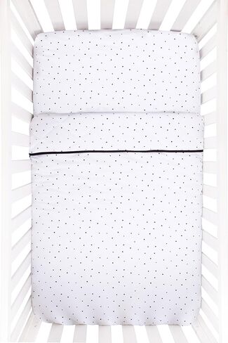 Ely's & Co. Baby Crib Bedding Sets for Girls — Perfect for Toddler Beds — 4 Piece Set Includes Crib Sheet, Quilted Blanket, Crib Skirt, and Baby Pillowcase —Black & White Dottie in Saudi Arabia
