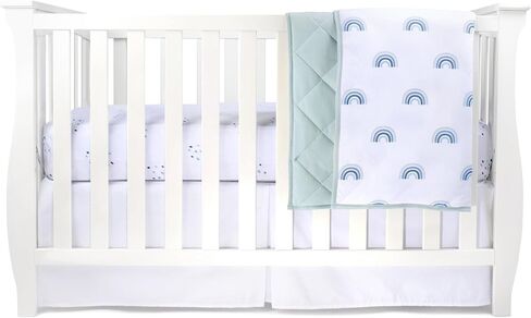 Ely's & Co. Baby Crib Bedding Sets for Girls — Perfect for Toddler Beds — 4 Piece Set Includes Crib Sheet, Quilted Blanket, Crib Skirt, and Baby Pillowcase —Black & White Dottie in Saudi Arabia