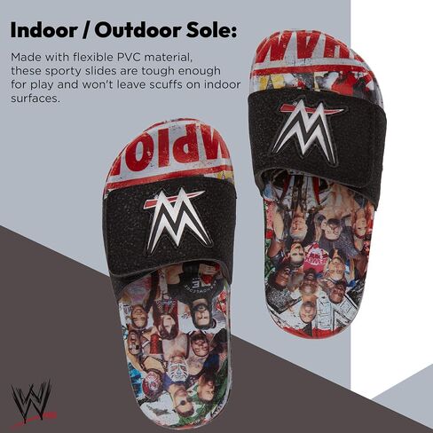 WWE Boys Championship Belt Slides - John Cena, Roman Reigns, Seth Rollins World Wrestling Champion Belt Slip On Slide Sandals in Saudi Arabia