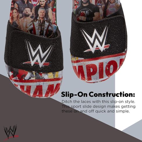 WWE Boys Championship Belt Slides - John Cena, Roman Reigns, Seth Rollins World Wrestling Champion Belt Slip On Slide Sandals in Saudi Arabia