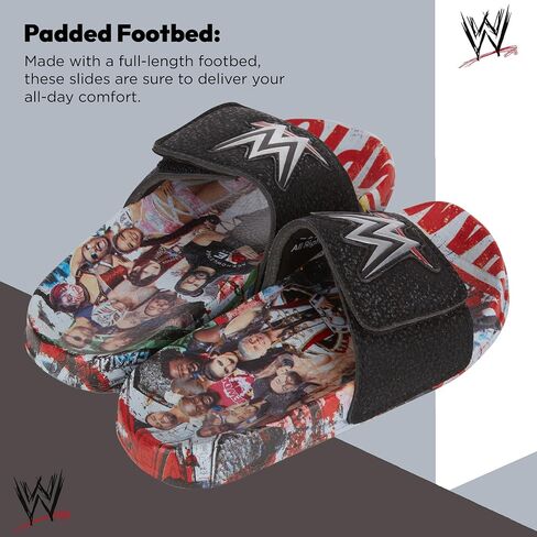 WWE Boys Championship Belt Slides - John Cena, Roman Reigns, Seth Rollins World Wrestling Champion Belt Slip On Slide Sandals in Saudi Arabia