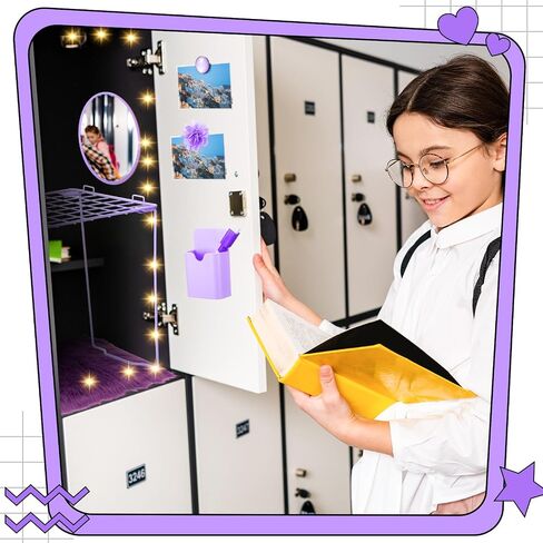Patelai 12 Pcs Locker Organizer Decorating Kit Back to School Essentials Include Pen Holder Locker Organizer Shelf Mirror Faux Fur Rug Whiteboard with Marker Magnet String Light for Girls (Blue) in Saudi Arabia