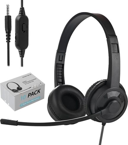 Kids Headphones with Microphone for Classroom School (20 Pack), 6ft Ultra-Long Line, Durable Headset, 3.5mm Wired Headset with Mic for Computer Laptop PC in Kuwait