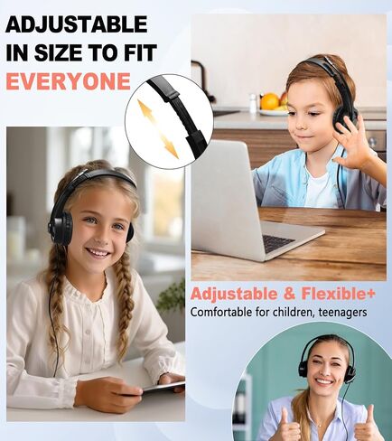Kids Headphones with Microphone for Classroom School (20 Pack), 6ft Ultra-Long Line, Durable Headset, 3.5mm Wired Headset with Mic for Computer Laptop PC in Kuwait