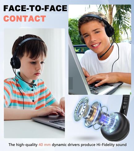 Kids Headphones with Microphone for Classroom School (20 Pack), 6ft Ultra-Long Line, Durable Headset, 3.5mm Wired Headset with Mic for Computer Laptop PC in Kuwait