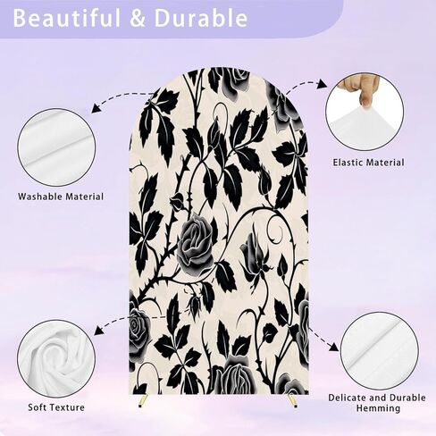 6.6 قدم القوس الخلفية الغلاف المائي الوردة النباتية الصغيرة براعم صغيرة بيضاء للاستخدام كـ تحية غطاء قوس الزفاف دنة ملاءمة أغطية موقف خلفية للزفاف لزخرفة حفلة عيد ميلاد الزفاف in Kuwait