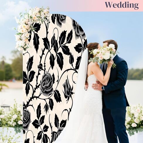 6.6 قدم القوس الخلفية الغلاف المائي الوردة النباتية الصغيرة براعم صغيرة بيضاء للاستخدام كـ تحية غطاء قوس الزفاف دنة ملاءمة أغطية موقف خلفية للزفاف لزخرفة حفلة عيد ميلاد الزفاف in Kuwait