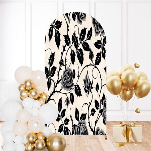 6.6 قدم القوس الخلفية الغلاف المائي الوردة النباتية الصغيرة براعم صغيرة بيضاء للاستخدام كـ تحية غطاء قوس الزفاف دنة ملاءمة أغطية موقف خلفية للزفاف لزخرفة حفلة عيد ميلاد الزفاف in Kuwait