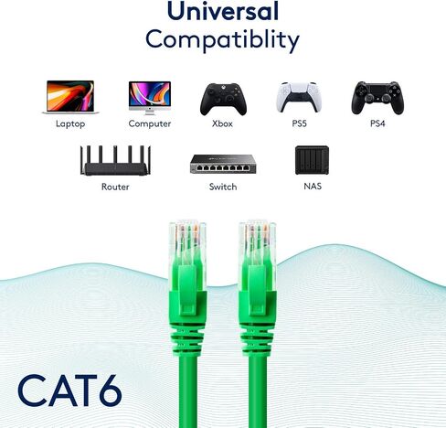 GESS Technologies Cat 6 Ethernet Cable 5 Pack Black 50ft 10Gbps High Speed Performance Snagless Network LAN UTP 550MHZ Patch Cord Internet RJ45 Internet Cable - 50 Feet in Saudi Arabia