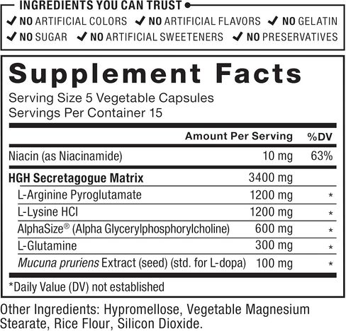 FORCE FACTOR Prime HGH Secretion Activator Supplement for Men with L-Arginine and L-Glutamine to Trigger HGH Production, Boost Workout Force, and Improve Athletic Performance, 150 Capsules in Saudi Arabia