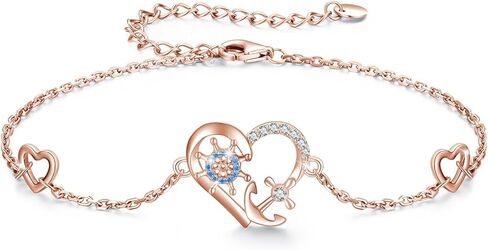 Anchor Bracelets 925 Sterling Silver Nautical Bracelets Heart Pendant Adjustable Bracelets Jewelry Gifts for Women Girls Daughter in Saudi Arabia