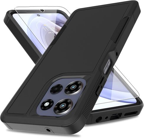 بالنسبة لحالة Moto G Power 5G 2025 ، [تم اختبار انخفاض الدرجة العسكرية] مع حامي شاشة HD ، غطاء الهاتف الخلوي الثقيل للطبقة الثقيلة غير المقاومة للانزلاق لـ Motorola G Power 5G 2025 (أسود) in Kuwait