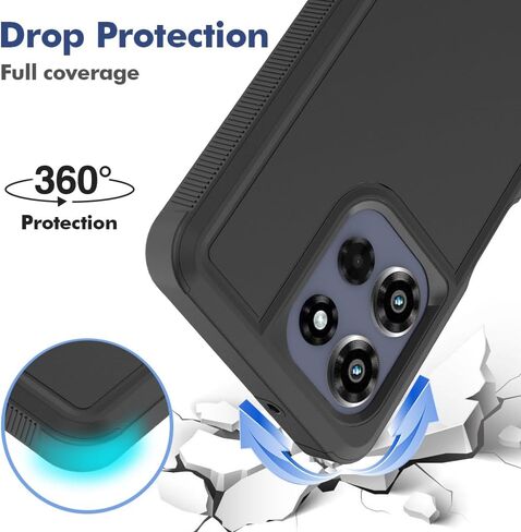 بالنسبة لحالة Moto G Power 5G 2025 ، [تم اختبار انخفاض الدرجة العسكرية] مع حامي شاشة HD ، غطاء الهاتف الخلوي الثقيل للطبقة الثقيلة غير المقاومة للانزلاق لـ Motorola G Power 5G 2025 (أسود) in Kuwait