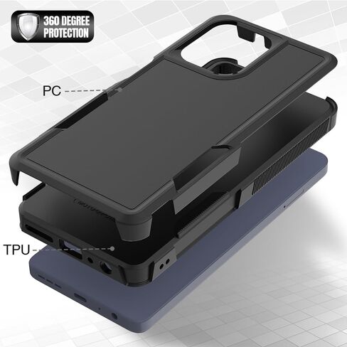 بالنسبة لحالة Moto G Power 5G 2025 ، [تم اختبار انخفاض الدرجة العسكرية] مع حامي شاشة HD ، غطاء الهاتف الخلوي الثقيل للطبقة الثقيلة غير المقاومة للانزلاق لـ Motorola G Power 5G 2025 (أسود) in Kuwait