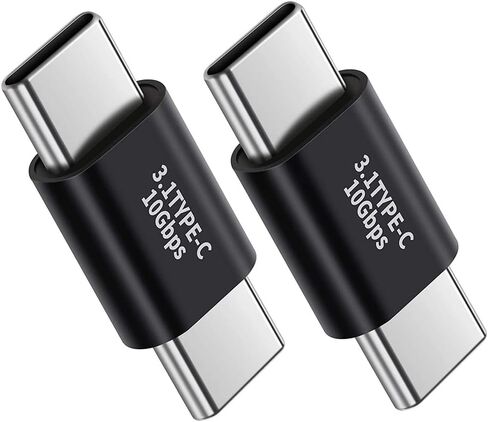 jorindo (ذكر إلى الذكور -2pcs USB C ذكر إلى محول الذكور ， دعم معدل 10 جيجابايت في الثانية ، صوتية وفيديو ، محول الشحن السريع ， c -c -type clop double ， الهاتف المحمول المحمول للهاتف المحمول USB 3.1 شحن المحول in Kuwait