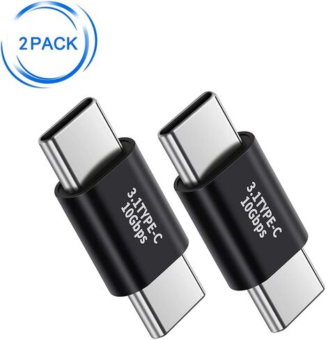 jorindo (ذكر إلى الذكور -2pcs USB C ذكر إلى محول الذكور ， دعم معدل 10 جيجابايت في الثانية ، صوتية وفيديو ، محول الشحن السريع ， c -c -type clop double ， الهاتف المحمول المحمول للهاتف المحمول USB 3.1 شحن المحول in Kuwait