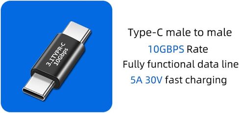 jorindo (ذكر إلى الذكور -2pcs USB C ذكر إلى محول الذكور ， دعم معدل 10 جيجابايت في الثانية ، صوتية وفيديو ، محول الشحن السريع ， c -c -type clop double ， الهاتف المحمول المحمول للهاتف المحمول USB 3.1 شحن المحول in Kuwait