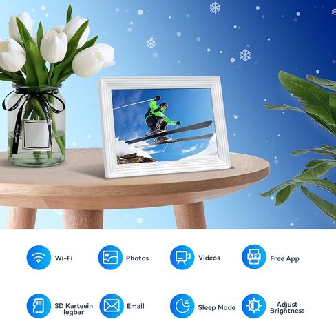 إطار صور رقمي Dasfiwo بذاكرة 32 جيجابايت 10.1 بوصة إطار صور رقمي واي فاي ذكي 1280x800 IPS LCD شاشة تعمل باللمس - إطارات صور رقمية متعددة الوظائف، مشاركة اللحظات عبر Free-1 in Kuwait