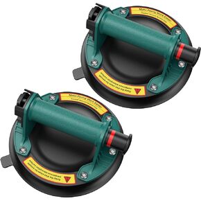 2 Pack Glass Suction Cups - 8" Heavy Duty Vacuum Glass Suction Cup to Lift Large Glass - Hand-held Panel Lifter for Glass, Tile, Granite, Auto Windshield - 480 lbs Load Capacity