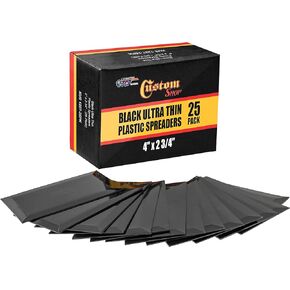 Custom Shop 4" x 2-3/4" (Pack of 25) Double Sided Black Plastic Ultra Flexible Filler Spreaders