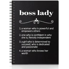 Boss Lady Black Golden Hardcover 160 Pages Spiral Notebooks, Appreciation Gift, Thank You Boss Gift, Retirement Going Away Gift for Women Boss Mentor Leader, Unique Office Gift Idea for Boss