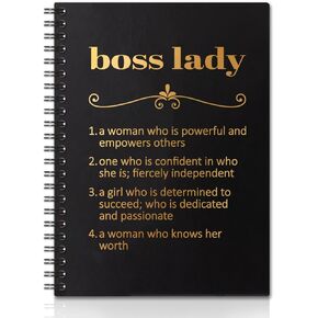 Boss Lady Black Golden Hardcover 160 Pages Spiral Notebooks, Appreciation Gift, Thank You Boss Gift, Retirement Going Away Gift for Women Boss Mentor Leader, Unique Office Gift Idea for Boss