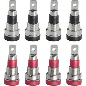 8PCS Banana Socket 4mm Pure Copper High Current Safety Socket Wiring Panel Installation Testing Jack Female Socket Binding Post Speaker Terminal Black and Red 4 Each