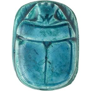 Made in Egypt - 1.5" Scarab - Hand-carved Blue Soapstone - Ancient Egyptian Collectible