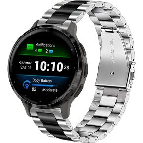 Compatible for Garmin Venu 3S Band, 18mm Stainless Steel Metal Replacement Straps Compatible for Garmin Venu 3S 41mm / Forerunner 265S Smartwatch