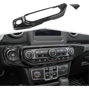 Carbon Fiber Air Conditioning Dashboard Center Console Control Trim Panel Cover Interior Accessories Decoration Trim Kit Compatible with Jeep Wrangler JL & Gladiator JT 2018-2023