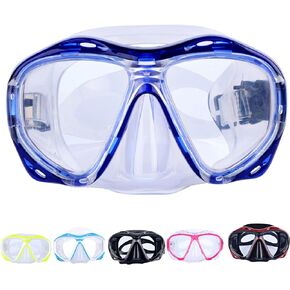 Swimming Mask Goggle UV Protection Anti Leak for Kids Youths Adults Diving Snorkeling Tempered Glass Lens 180° HD View Goggles with Nose Cover
