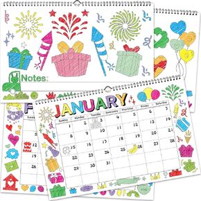 Wall Calendar for Kids Coloring Calendar 2024 Perforated Sheets Wall Calendar 11 X 17 Home Classroom in Saudi Arabia