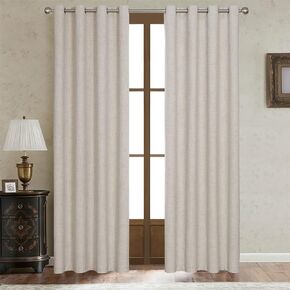 LOYOLADY Natural Linen Blackout Curtains 102 inches Long 2 Panels Set Thermal Insulated Curtains for Living Room Grommet Noise Reduce Curtains for Bedroom 52" W x 102" L