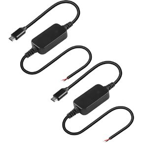 CERRXIAN 1ft USB C Male to 12V Pigtail Cable Extension Power Cable,5V 2A Typec Plug to 12V 2 Pin Bare Wire Open End Connector for DIY - 2PCS
