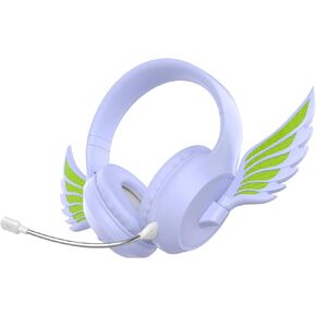 Bluetooth Headphones,Headphones Wireless Bluetooth V5.3,Over Ear Headphones HiFi Rotating Wings with LED for Smartphone Computer Laptop (Pink)
