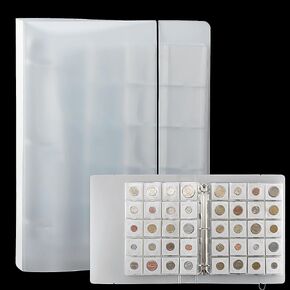 200 Pockets Coin Album for 2"x2" Coin Flips, 3 Ring Transparent Binder Album Coin Book with 10 Sheets Coin Pocket Pages Coin Collecting Supplies CS38MX1