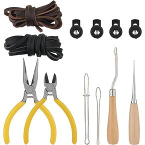 12pcs Mitt Repair Kit, Baseball Glove Relacing Kit Includes Leather Strips, Baseball Glove Lace Drawing Threader, Glove Locks, Lacing Tools with Box Baseball & Softball Mitt Accessories