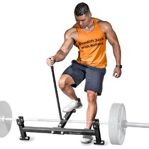 Deadlift Jack 2.0 [Bells of Steel] Premium Barbell Jack | Long Handle Deadlift Bar Jack | Bar Jack Durable Nylon Rollers for Easier Bar Centering | Protective UHMW Deadlift Stand, 800lb Capacity