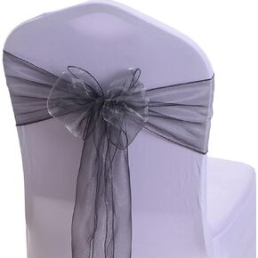 Set of 100 Organza Sheer Chair Sashes Bows Ties 7x108 inches for Wedding Party Event Banquet Restaurant Christmas Decoration (Gold)