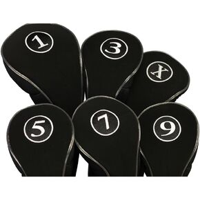 Black Golf Zipper Head Covers Driver 1 3 5 7 9 X Fairway Woods Headcovers Metal Neoprene Traditional Plain Protective Covers Fits All Fairway Clubs