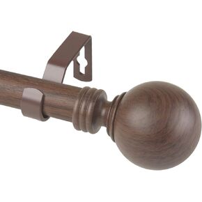 Rod Desyne 1" Evelyne Faux Wood Single Curtain Rod, 66-120 inch, Dark Walnut