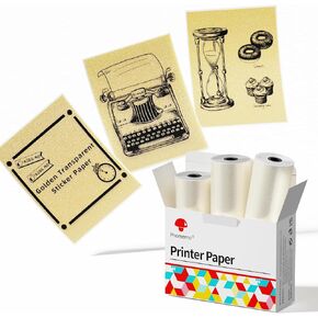 Phomemo White Self-Adhesive Thermal Paper, Glossy Printable Sticker Paper for Phomemo M02/M02 Pro/M02S/M03 Pocket Mobile Printer, Black on White, 50mm x 3.5m, Diameter 30mm, 3-Rolls