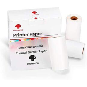 ورق حراري شفاف لاصق من Phomemo، للطابعة الحرارية الصغيرة Phomemo M02/M02 Pro/M02S/M03/M04S، 50 مم × 3.5 متر، قطر 30 مم، 3 لفات