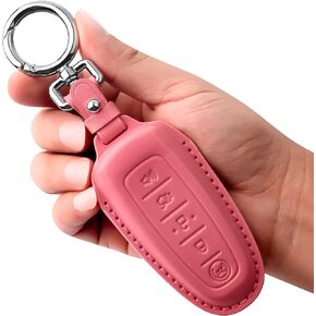 Tukellen for Ford Leather Key Fob Cover Key Shell Case for Ford C-Max Edge Escape Expedition Explorer Flex Focus Taurus Lincoln MKS MKT MKX -Black